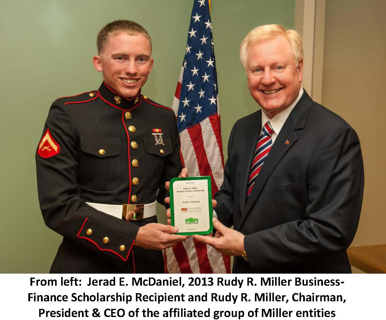 The Miller Group Awards Sixth Annual Rudy R. Miller Business – Finance Scholarship to Arizona State University Student and Member of the Military