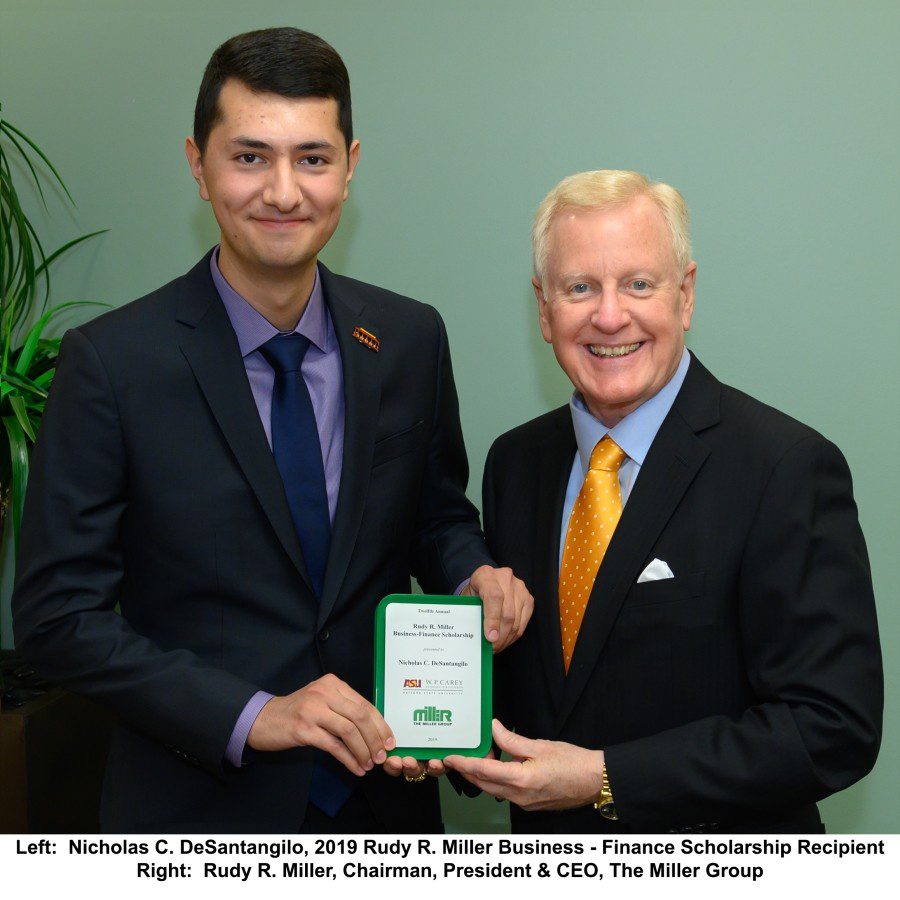 The Miller Group Awards Twelfth Annual Rudy R. Miller Business – Finance Scholarship to Arizona State University Senior